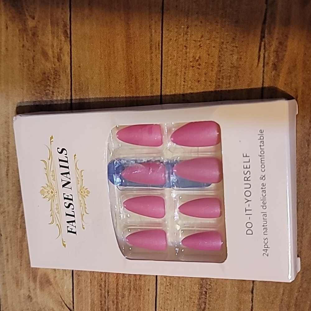 Press On Nails Do-It-Yourself Plain Hot Pinkq Designs Natural Nail Set